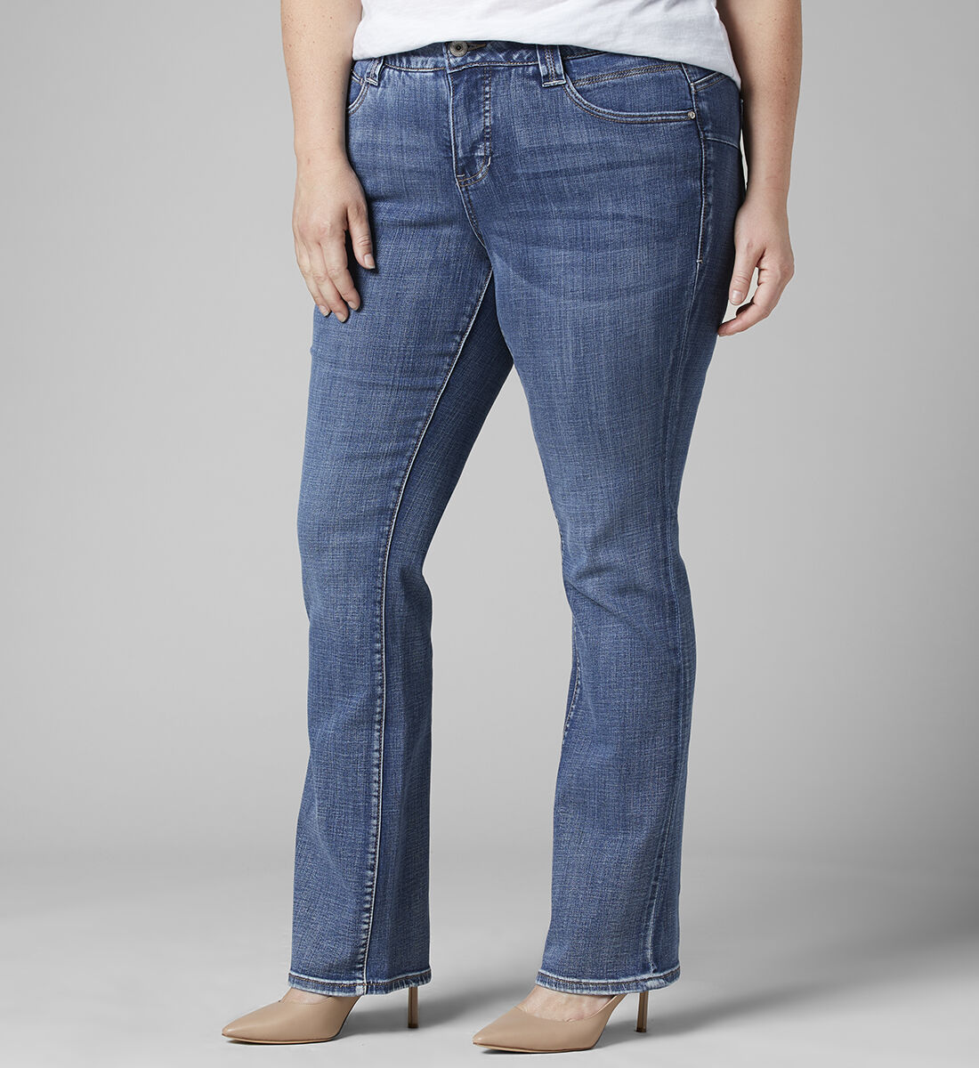 Eloise Mid Rise Bootcut Jeans Plus Size Side
